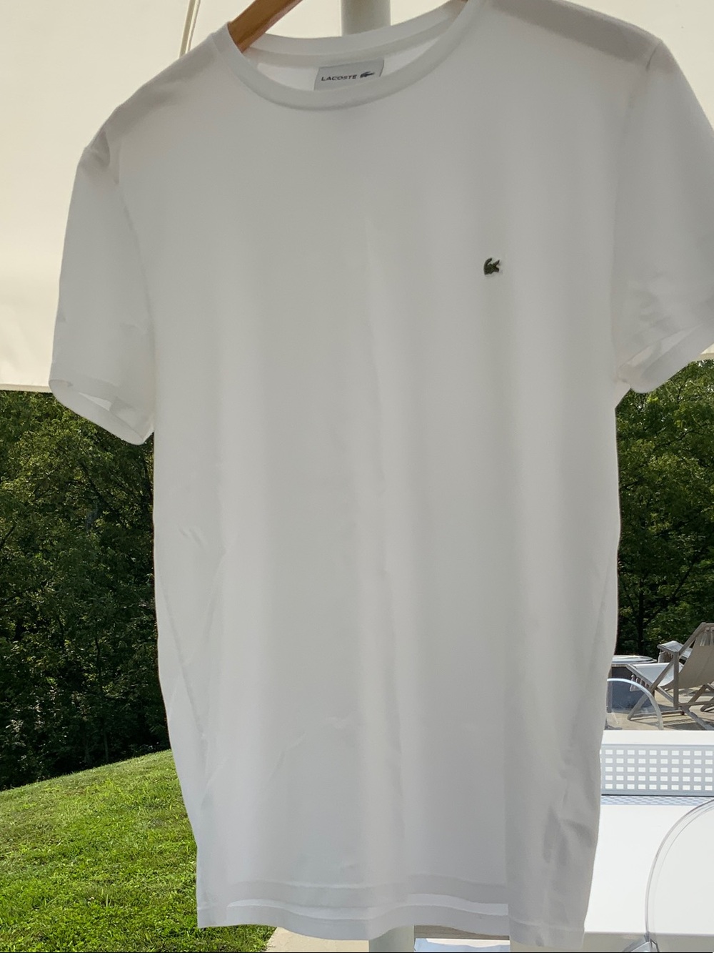 Lacoste White Pima Cotton Tee in Small